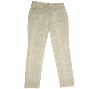 NYDJ Snake Print Skinny Denim Jeans Women Size 8 Beige Not Your Daughters Jeans
